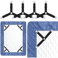 Triangle Bed Sheet Mattress Holder Grippers Fastener Clips Non-Slip Bedsheet/Topper/SofaCover Elastic Strap Adjustable