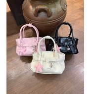Luxury Shiny Leather Women's Handbag with Leather Bow and Cute Star Charm Piece Meaningful Gift-HTM4