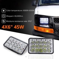 4x6 LED Headlight H4 Hi/Lo Beam 45W Off-road Trailer Trucks Vehicles Headlamp For Chevy Express Carg