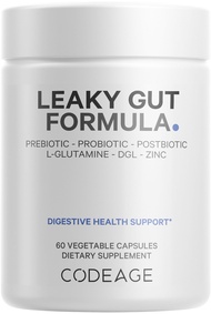 Codeage Leaky Gut, L-Glutamine for Gut Health Support, N-Acetylglucosamine Supplement, Probiotic, Bu