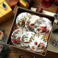 KA* Festive Drink Coasters Christmas Coaster Set 6pcs Christmas Snow Scene Coaster Set Waterproof Ta