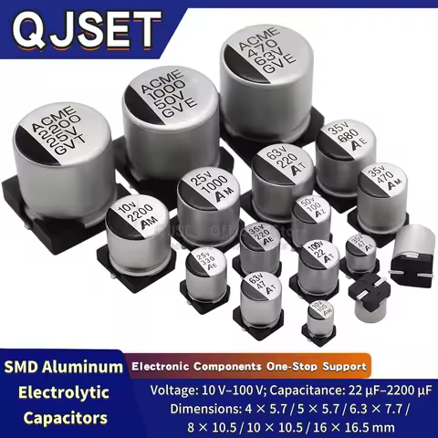 10Pcs Ultra-Compact SMD Aluminum Electrolytic Capacitor 10V 25V 35V 50V 63V 100V 22 47 100 220UF 330