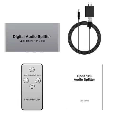 1x3 Digital SPDIF Optical Audio Splitter One Input Three Outputs 1 In 3 Out Toslink Adapter Support 
