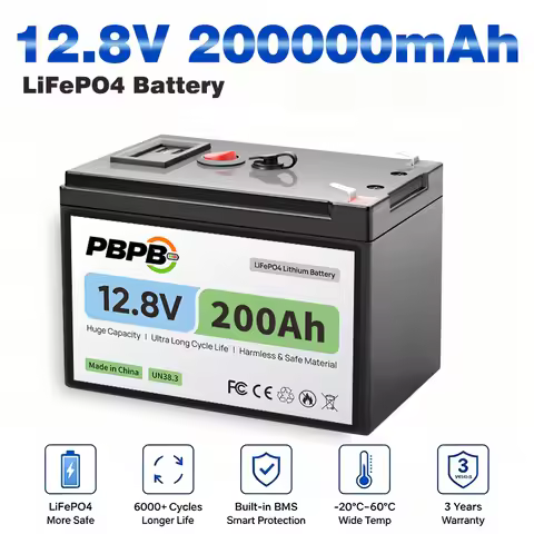 LiFePO4 12.8V 180AH 12.8V 200AH Battery Free Charger Lithium Battery Built-In 200A BMS 6000+ Cycle F