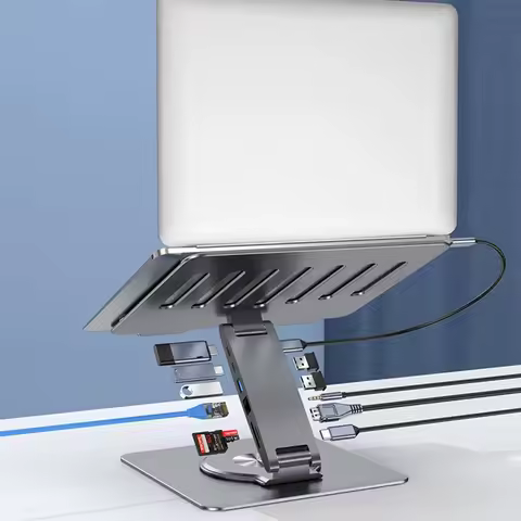 Laptop Stand for MacBook Pro Air Dell HP Surface 360° Rotatable Foldable with USB C Hub Universal La