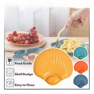 2-in-1 Shell-Shaped Plastic Plates Souvenir Dinner Plates Plastic Serving Plates Snack Containers LP