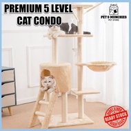Premium 5 Level Large Cat Tree House Cat Condo Rumah Kucing Cat Scratcher Tree Cat Tower Climbing Tree