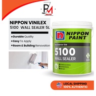 NIPPON PAINT Vinilex 5100 Wall Sealer 5L Paint Interior Exterior Undercoat Paint Cat Dinding Luaran 