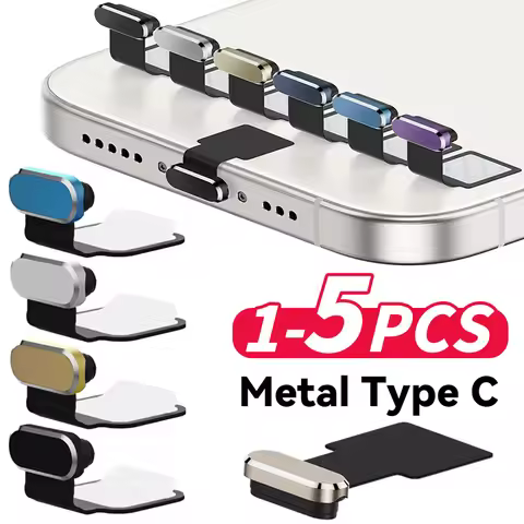 Self Adhesive Metal Type C Dust Plugs Anti-Lost Dust Plugs Type C Charging Port Protector Caps Stopp