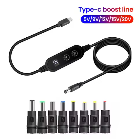 Type C To DC Boost Cable 5V/9V/12V/15V/20V Power Line 8 Adapter USB C To DC Jack Connector Fast Char