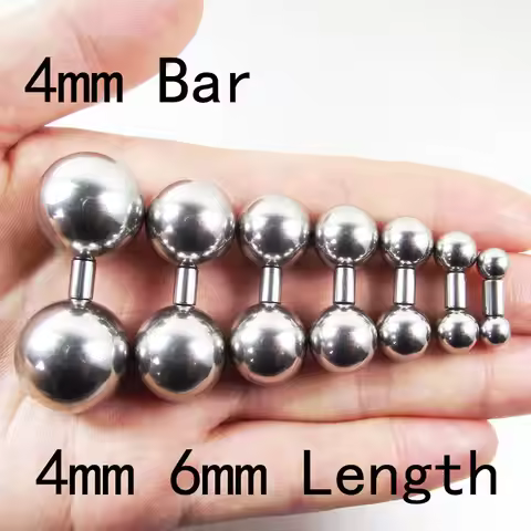 1 Piece 4mm Length Stainless Steel Short Bar 18mm Big Ball Straight Barbell Rings PA Ring Nipple Rin