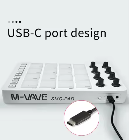 M-VAVE SMC-PAD Wireless MIDI Controller Suitable Percussion Keyboard USB-C Interface Portable Design