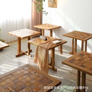 Old Elm Wood Side Table for Guests, Courtyard Inlaid Coffee Table, Small Tea Table, Sofa Side Table,