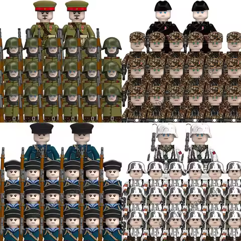 US Military Figures Building Blocks UK Soviet French Italy Camouflage Soldier Bricks Kids Toys Gifts