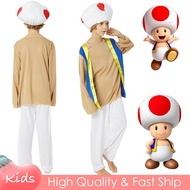 Super Mario Bros Toad Cosplay Costume For Kids Boy Party Outfits Japanese Anime Halloween Christmas Carnival Full Set