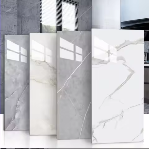 10-20pcs 30x60cm Self-Adhesive Marble PVC Floor Tiles Waterproof Peel Stick Wall Sticker Kitchen Bat