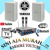 KARAOKE SET MINI SPEAKER YAMAHA 4 INCH AMPLIFIER KARAOKE YOUTUBE SMART TV 2 MIC WIRELESS..!!! - YAMA