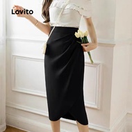 (Trendy) Lovito Elegant Plain Pleated Skirt for Women L133ED603