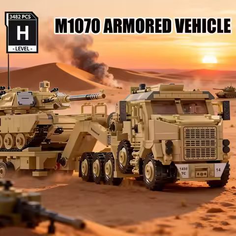 Military WWW2 US Series Missile vehicle M10170 Tank Transport Vehicle Vehicle Difficult MOC Building