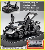 Đồ chơi xe ô tô LAMBORRGHINI SV-LP750 bằng hợp kim có nhạc và đèn chạy cót mở được các cửa tỷ lệ 1:
