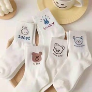 [FreeshipMAX] Set 10 đôi tất trắng in hình gấu thỏ cute