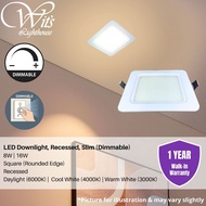 (Dimmable) Slim LED Recessed Downlight Square Panel Light 8W 16W Hole Cut Size 105MM | 155MM 1 Year 