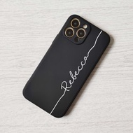 客製化加名字黑白全包手機殼iPhone 16 15 14 + Pro Max plus