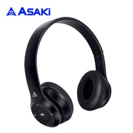 🔥 ส่งฟรี Asaki BLUETOOTH HEADPHONE หูฟังเฮดโฟนสมอลทอล์คบลูทูธ เสียงดัง ไมค์คมชัด พับเก็บได้ พกพาสะดว