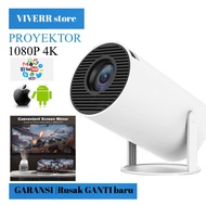 Projector mini tabung HY300 Infocus LED Proyektor 4K Wifi6 Dualband lumens.