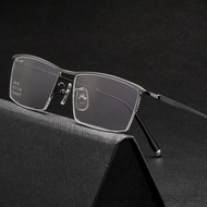 Ultra-Light Titanium Half-Rim Square Frame Glasses for Modern Neutral Chic Style