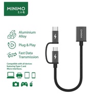 (PS) MINIMO OTG CABLE 2IN1 DUAL USB MICRO AND TYPE C FAST DATA TRANSMATION FLASH DRIVE OTG SMARTPHON