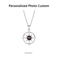 [Sincerer] S925 Sterling Silver Necklace Photo Projection Compass Pendant Necklace Custom Photo Neck