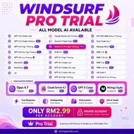 💎 Windsurf Pro Trial Murah | Claude Sonnet 4.7 & Claude Opus 4.7 🧠 GPT-5 Codex 🚀 | Private Account 🔒