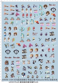 1:64 Comic Anime Pattern Universal Logo Car Model Water Decal Sticker Auto Making Tools And Material