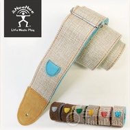 A aNueNue Linen Handmade Wool Felt Shoulder Strap Bird Guitar Bass Ukulele Lake Blue