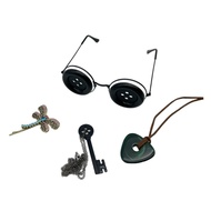love* 4 Pcs Button Eyes Glasses Insect Hair Clip Keys Pendant Necklace for Halloween Cosplay Costume