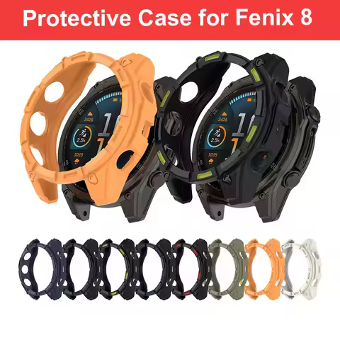 Armor Protective Case for Garmin Fenix 8 43mm 47mm 51mm AMOLED Solar TPU Half Cover with NO Screen P