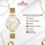 J.Bovier Sapphire Crystal Glass Quartz Women Watch B26-220601-BBED