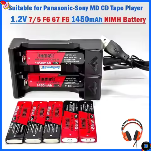 1.2V 7/5F6 67F6 1450mAh Ni-MH Chewing Gum Battery 7/5 F6 Cell for Panasonic Sony MD CD Cassette Play