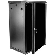 NavePoint 18U Server Rack Enclosure - 17.7” Deep, 18U Wall Mount Network Cabinet with Locking Glass 