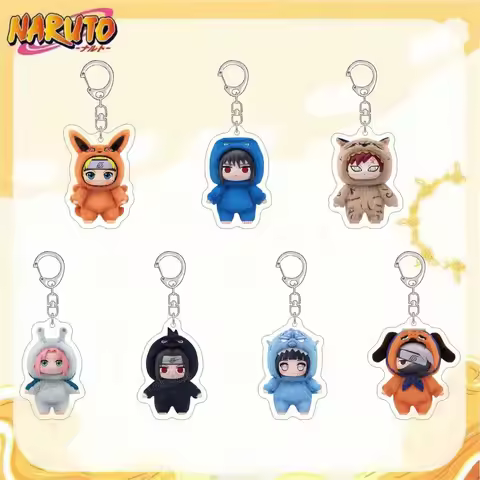 Naruto Shippuden Anime Plush Keychain Set Cute Naruto Gaara Hinata Sakura Acrylic Bag Charm Pendant 