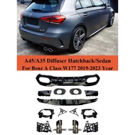 AMG A45 A35 Style Rear Diffuser Exhaust Pipe Rear Bumper Lip With Exhaust Accessories For Mecerdes B