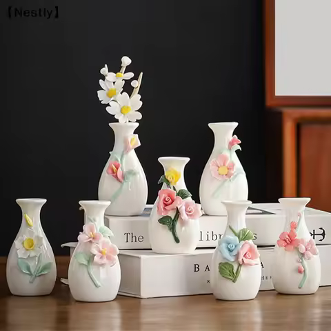 Handmade Flower Vase Ceramic Hydroponic Mini Flower Inserted Dry Flower Fragrance Bottle Home Decora