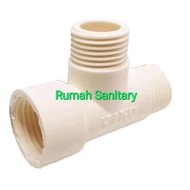 Nepel Tee 1/2” PVC Vino - T shower sock sambungan pipa drat luar dalam