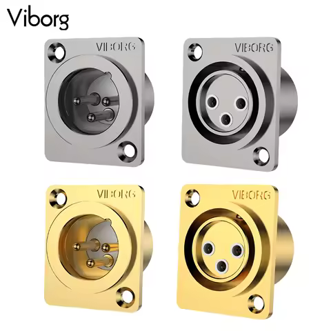 1pc Viborg CM203G CF203G CF203R Pure Copper Gold XLR 3pin Male Female Panel Mount Socket XLR Balance