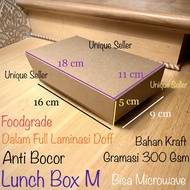 [isi 25] Lunch Box M Uk 16x9x5 Kraft 300 Gsm Laminasi Doff Anti Bocor / Paper Kraft 300 Gram Lunch B