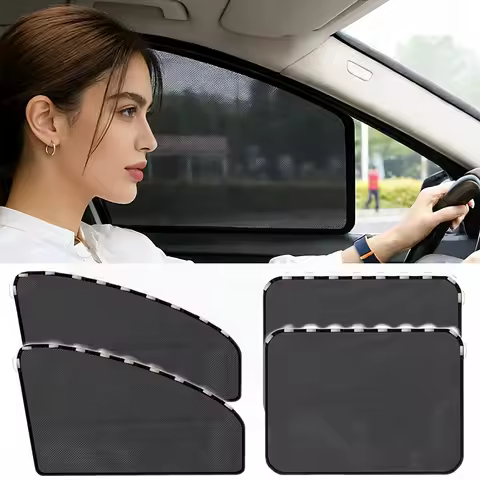 Suitu 4pcs Car Window Sunshade & Privacy Curtain Set - No-Drill Retractable Blinds Suitable for Fron