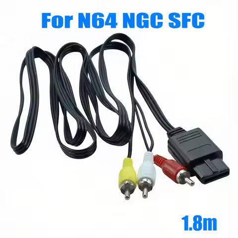 1.8m AV Audio Cable Composite Video Cord 6 Feet Line Compatible For N64/GameCube/NGC SNES SFC TV Cor