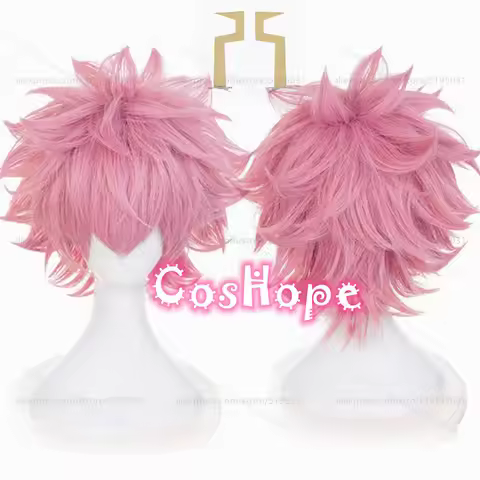 MHA Pinky Ashido Mina Cosplay Wig Women Fluffy Pink Wig Cosplay Anime Cosplay Wig Heat Resistant Syn