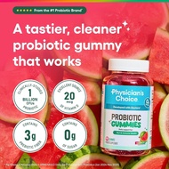Probiotic Gummies 1 Billion CFU with Vitamin D & Prebiotic Fiber - Watermelon Flavor 60ct